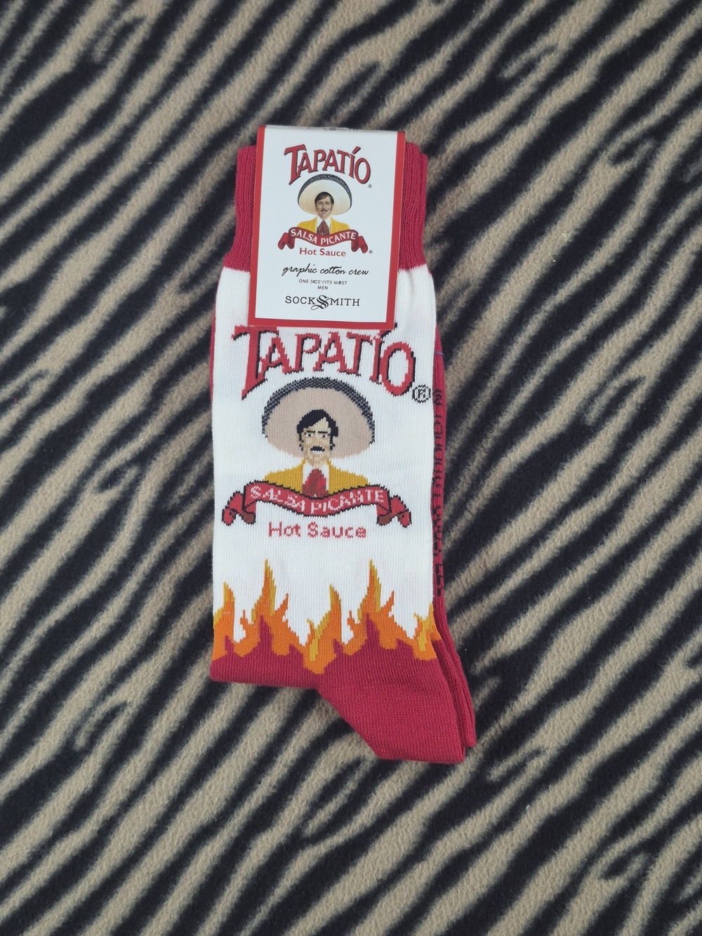 Socksmith Men's Tapatio Hot Sauce Graphic Cotton Crew Socks